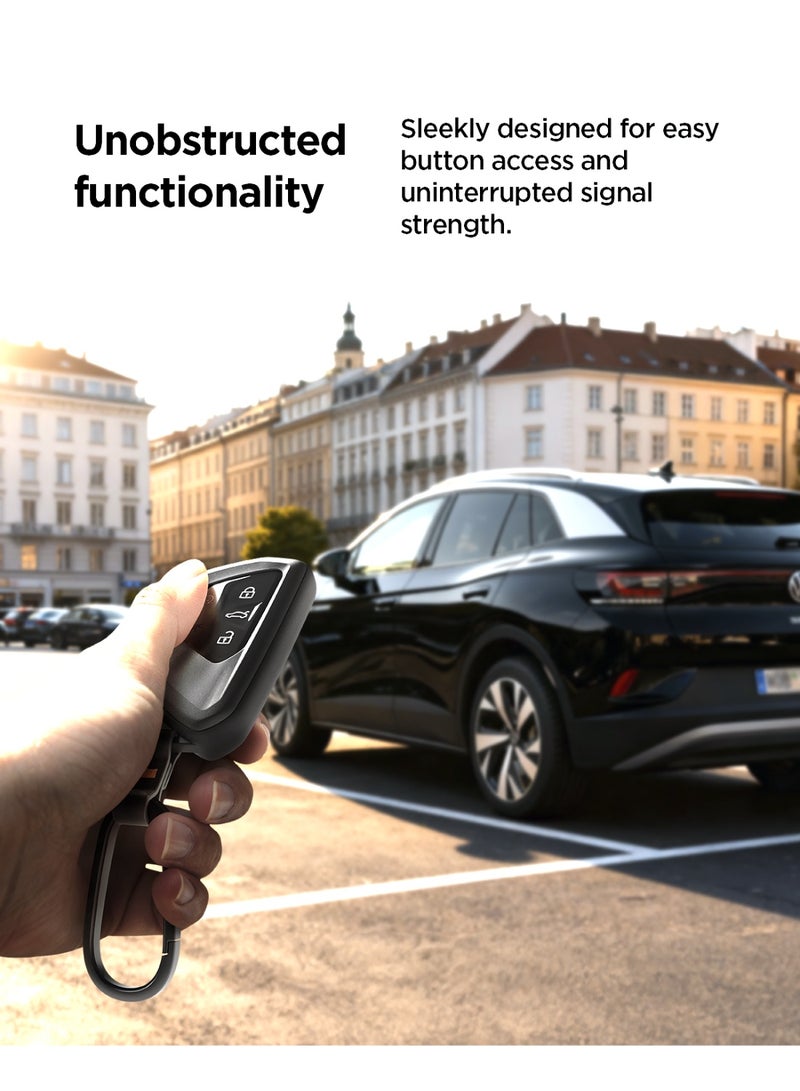 Spigen Volkswagen Key Fob Cover Rugged Armor Case with Carabiner for Volkswagen Golf Tiguan Atlas ID4 Smart Keyfob, Select Models of Skoda & Seat - Black - Image 4